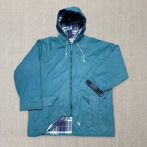 Vintage Rain Sailing Parka Jacket Sailmaker Men's Large Flannel Lined Hooded